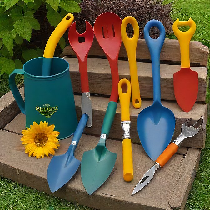 High-quality gardening essentials, including stainless steel pruners, ergonomic trowels, and durable gardening gloves, perfect for gardening enthusiasts and professionals